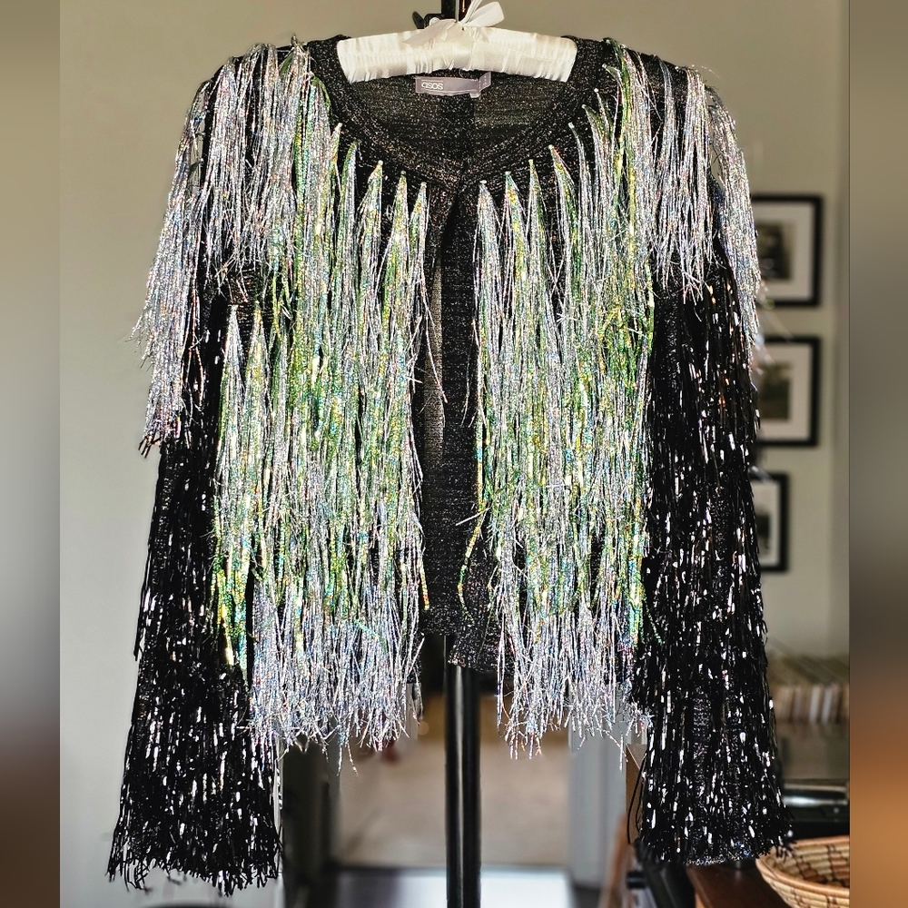 ASOS Tinsel Fringe Festive Cardigan